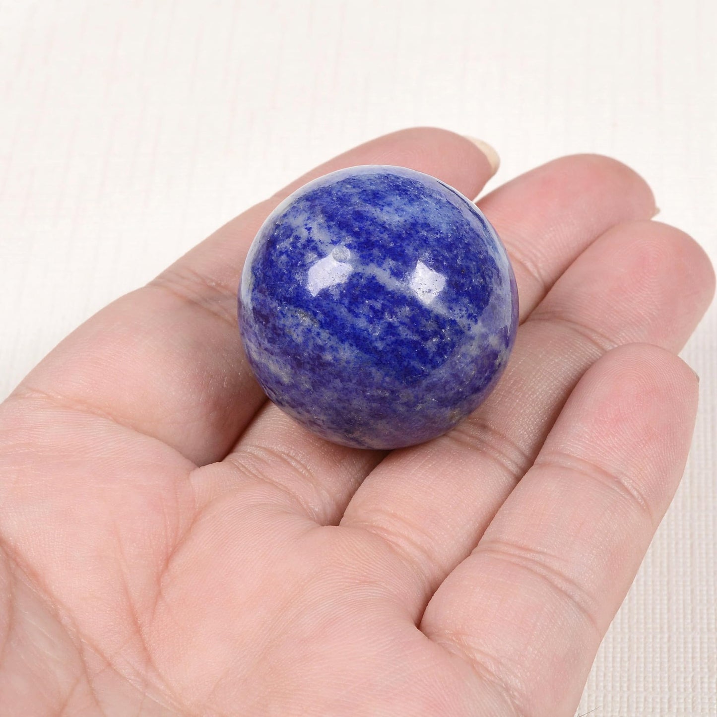 Justinstones Natural Polished Lapis Sphere with Red Jasper Stand – Handcrafted Gemstone 30mm Ball for Energy Healing, Meditation, and Home Décor