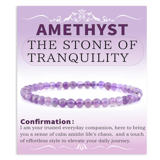 Bymitel 4mm Amethyst - Handmade Reiki Gemstone Stretch Bracelet, Natural Beauty & Spiritual Essence, Crystal Healing for Unisex Adults