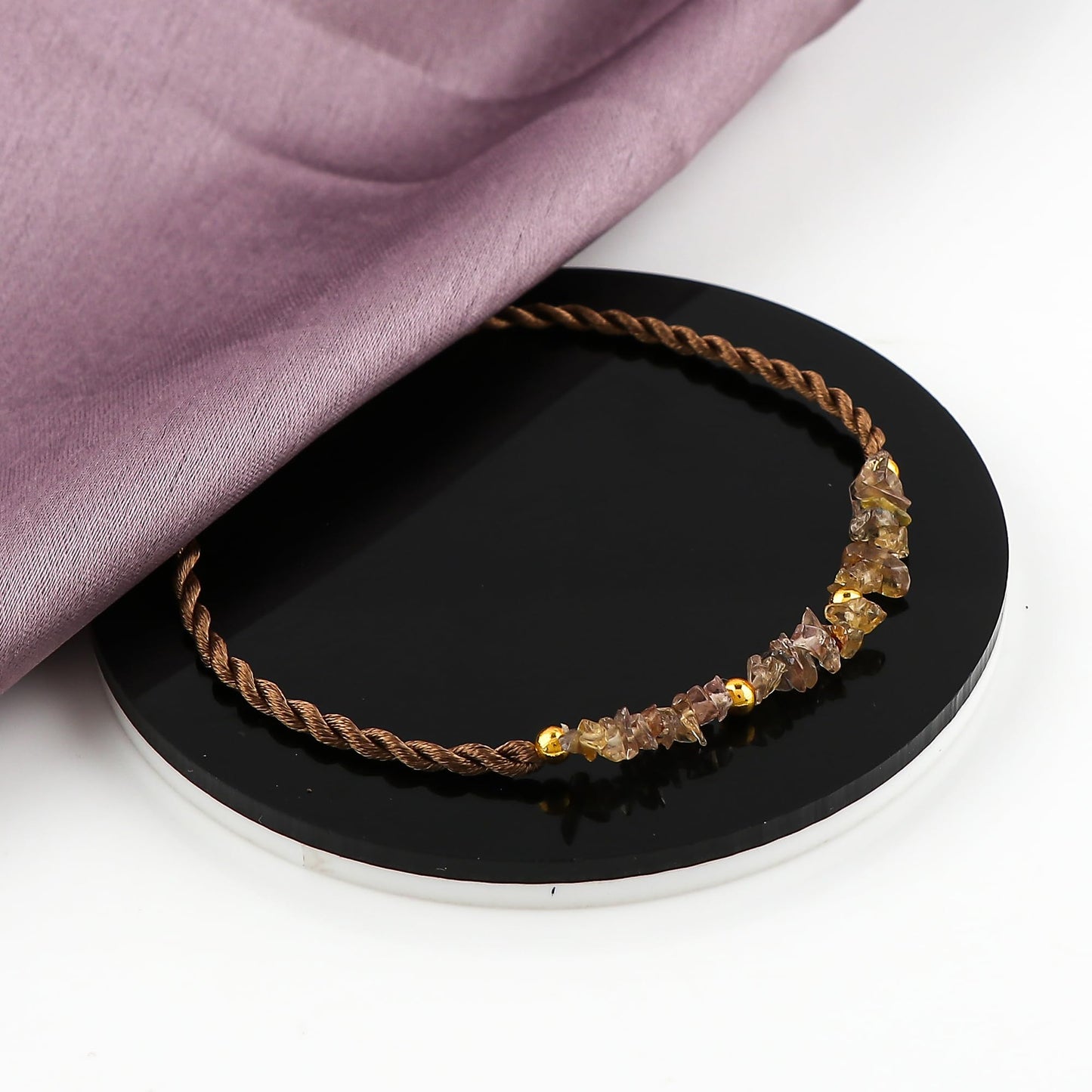 GemSymphony Change Garnet Gemstone Chips Rope Bracelet – Adjustable Handmade Crystal Chip Bead Bracelet for Women & Men, Natural Stone Healing Jewelry, Boho Style, Unisex Spiritual Gift (Change Garnet)