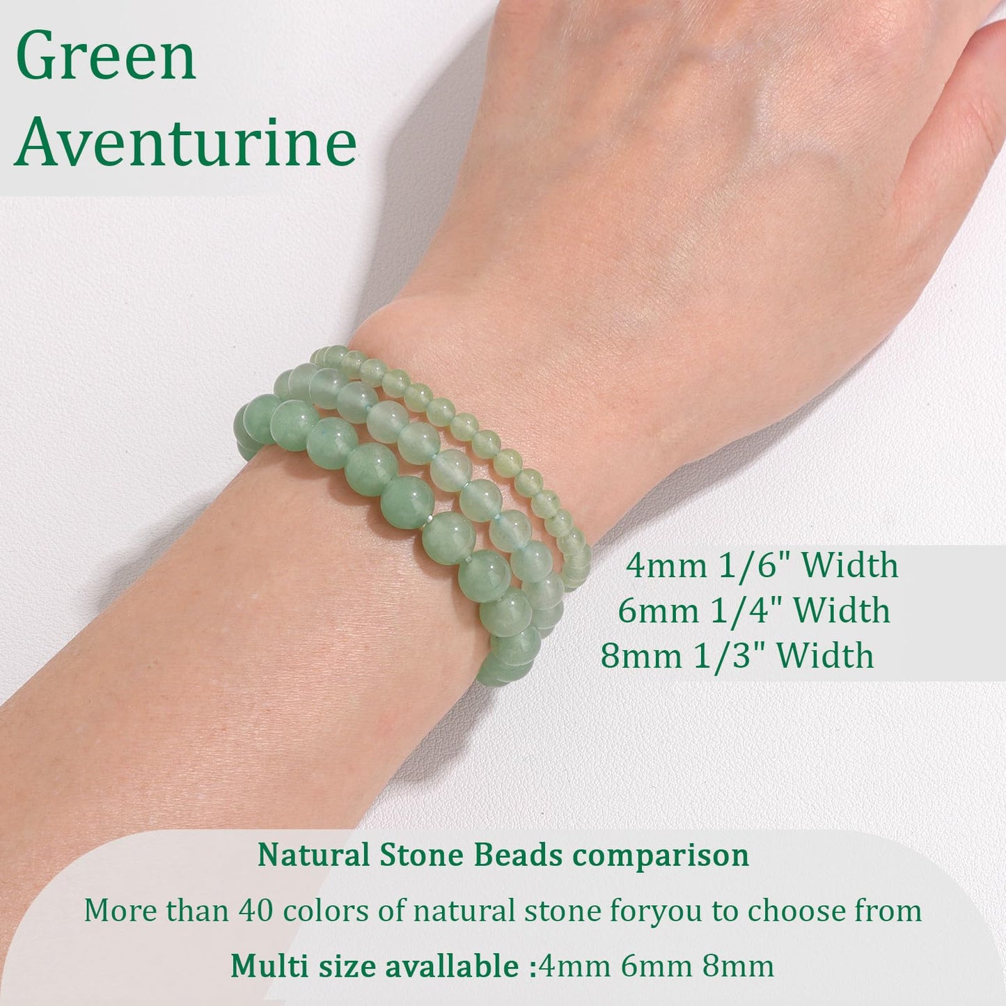 Vinswet Healing Crystal Bracelets for Women Men 6mm Green Aventurine Natural Stone Beaded Stretch Bracelet Handmade Gemstone Reiki Spiritual Jewelry Gifts