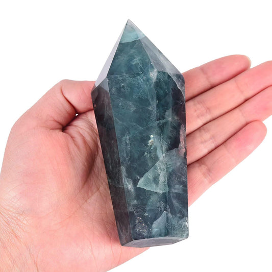VIZYTOU Green Fluorite Stone Tower Obelisk Large Healing Crystal Rock Point Wand Reiki Healing Meditation Stone 0.6-1.1 LBS