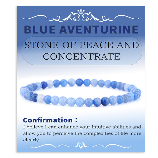 Bymitel 4mm Blue Aventurine - Handmade Reiki Gemstone Stretch Bracelet, Natural Beauty & Spiritual Essence, Crystal Healing for Unisex Adults