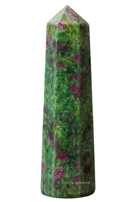 Amazing Gemstone Ruby Fuchsite Crystal Towers - Natural Healing Crystal Point Obelisk for Reiki Healing and Crystal Grid (3" to 4" INCH)