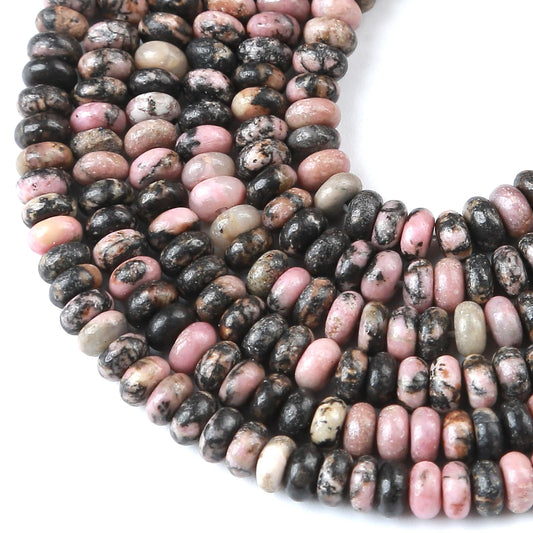 2x4MM 150PCS Black Rhodochrosite Rhodonite Tube Rondelle Abacus Disk Spacer Loose Beads for Jewelry Making