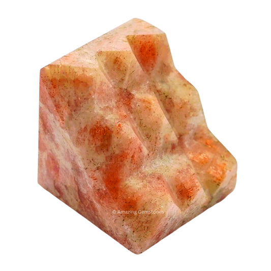 Amazing Gemstone Sunstone Crystal Pyramid with 9 Pyramid Plate Bottom - 1" Mini Pyramid Figurine of Natural Stone Pyramid for Meditation, Reiki, Chakra Balancing Vastu Pooja and Crystal Grids