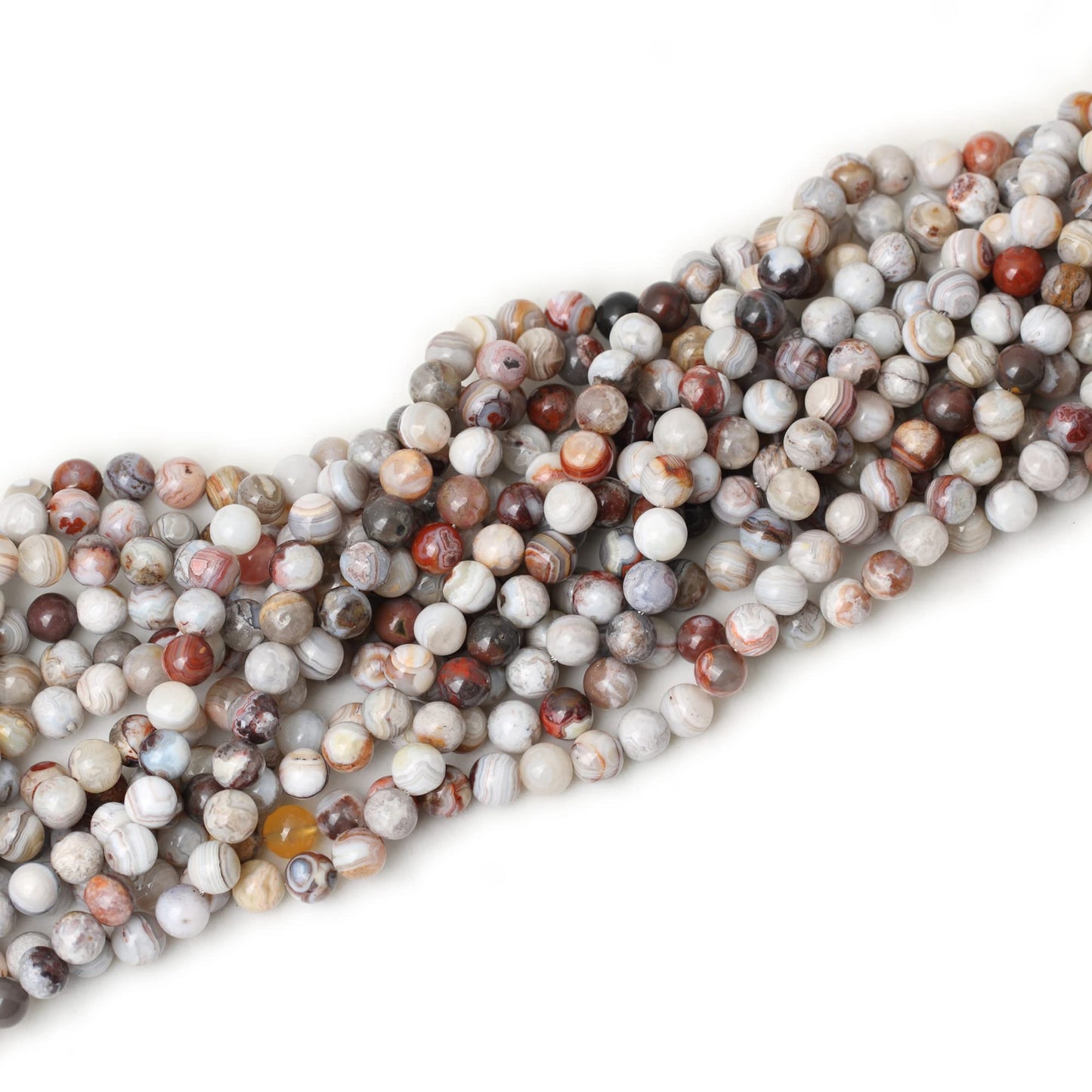 CHEAVIAN 60PCS 6mm Natural Laguna Lace Agate Round Loose Beads for Jewelry Making 1 Strand 15"