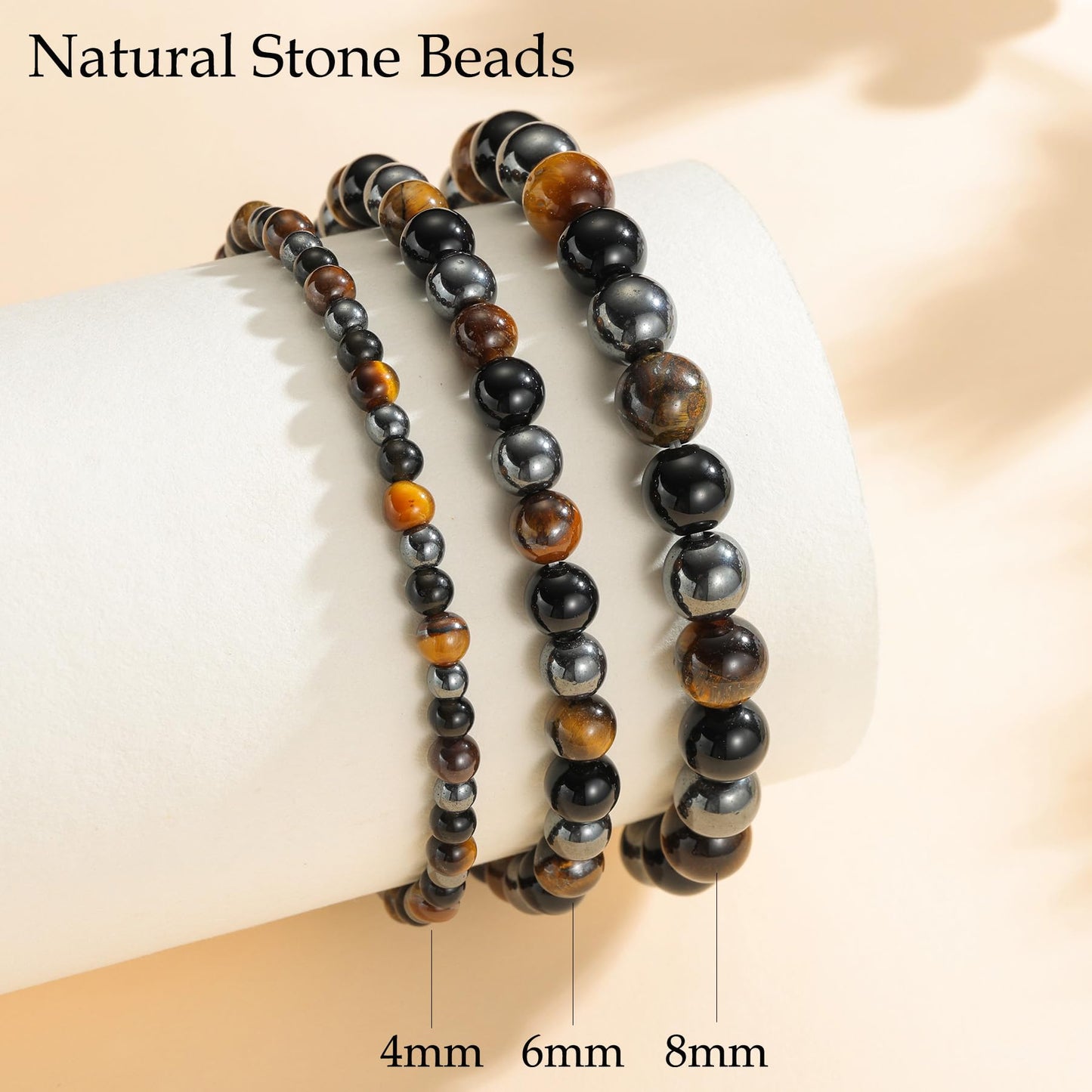 Udolfly Womens Crystal Beaded Bracelets for Women Men Protective Energy Bracelet Natural Gemstone Bead Bracelet 8mm Triple Protect