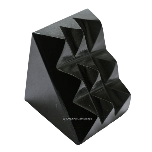 Amazing Gemstone Black Agate Crystal Pyramid with 9 Pyramid Plate Bottom - 1" Mini Pyramid Figurine of Natural Stone Pyramid for Meditation, Reiki, Chakra Balancing Vastu Pooja and Crystal Grids