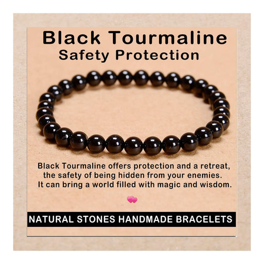 AD Beads Handmade Gemstone Stretch Elastic Bracelet Crystal Healing Reiki Nature's Beauty and Spiritual Essence Unisex (6mm, Black Tourmaline (Best Protection))