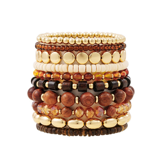 GOOJIDS Surfer Heishi Clay Bead Bracelets for Women Bohemian Stackable Gold Plated Beaded Stretch Bracelets Elastic Layering Friendship Bracelets Set Boho Jewelry