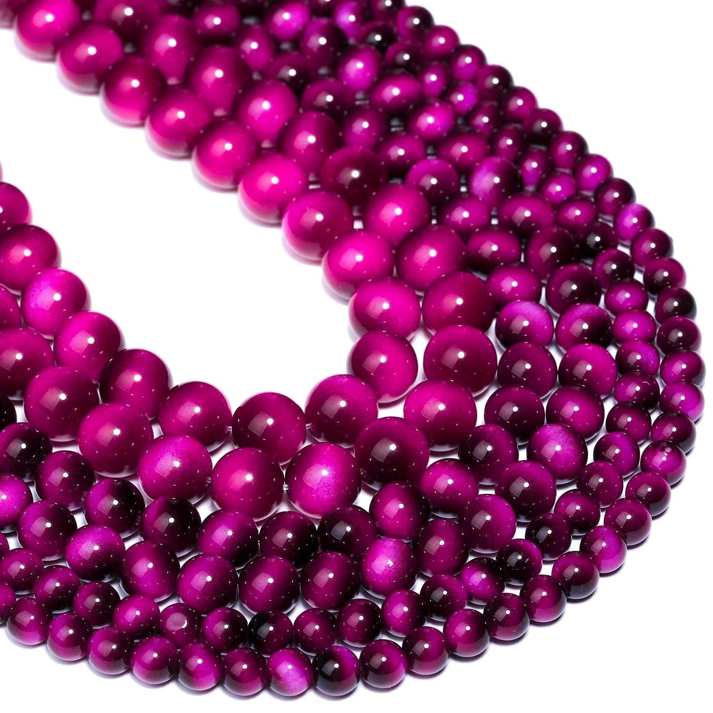 Song Xi 38PCS 10mm Rose Pink Tiger Eye Gemstone Beads for Jewelry Making, Round Smooth Glass Beads for DIY Bracelet Necklace Earring Keychain, Arts and Crafts, for Christmas Wedding Birthday