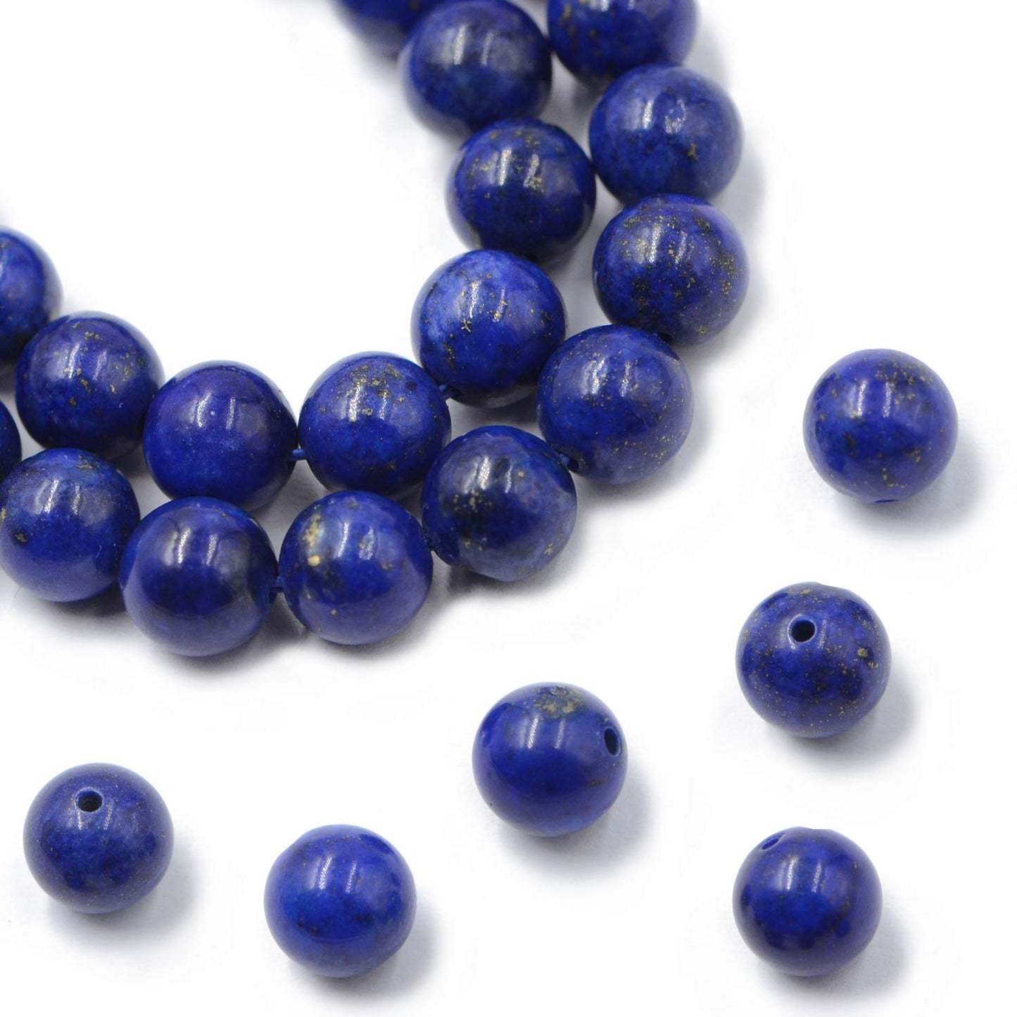AD Beads Natural Gemstone Round Loose Beads 15" for Bracelet Necklace Earrings Jwelery Making Crafts DIY (6mm, Blue Lapis)