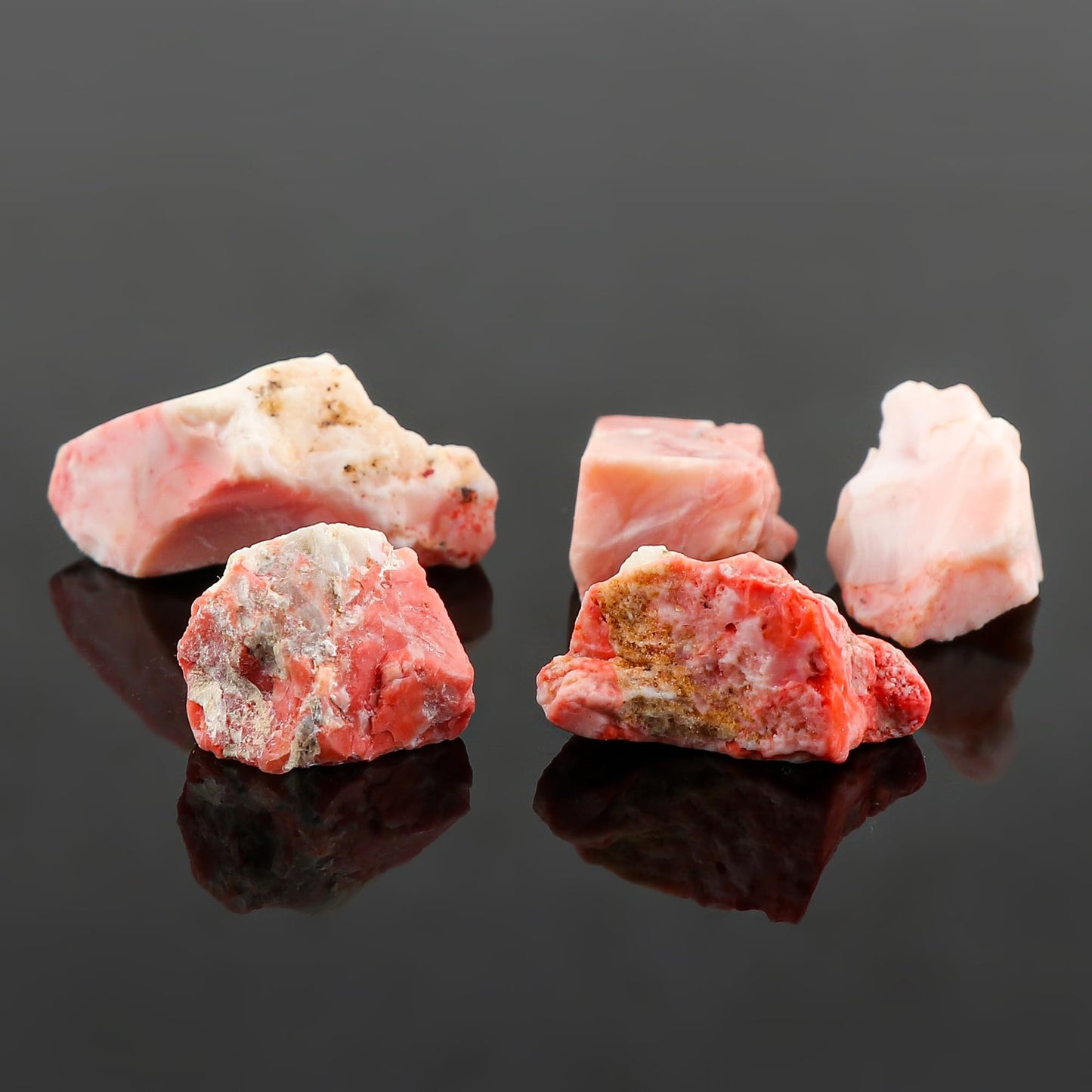 CRYSTALINES 5pcs Wholesale Natural Raw Pink Opal Gemstone, Untreated Rough Stone, Bulk Loose Supplies, DIY-Crafts, Jewelry Making, Chakra Healing Crystals, October Birthstone, Gem Collection