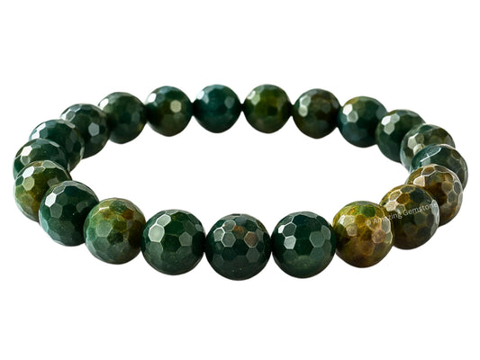 Amazing Gemstone Bloodstone Bracelet for Women - Chakra Mens Bracelet Protection Crystals and Healing Stones - Faceted Beaded Blessing Bracelet Spiritual Meditation Gift Christmas Stocking Stuffers