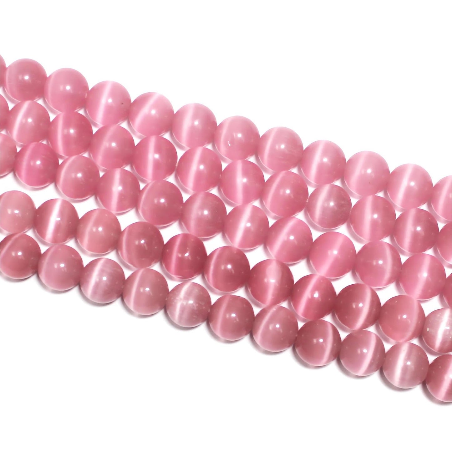 MJDCB 105pcs Pink Cat Eye Stone Beads 10mm Round Crystal Loose Bead for Jewelry Making DIY Bracelets Necklace Accessories