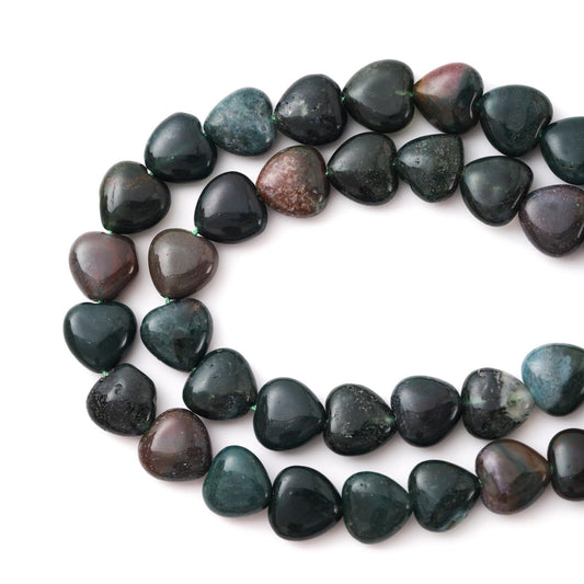 Natural Heart Shaped Indian Agate Stone Beads 10mm Loose Crystal Healing Beads for DIY Necklace Bracelet Making Gemstone Craft Supplies