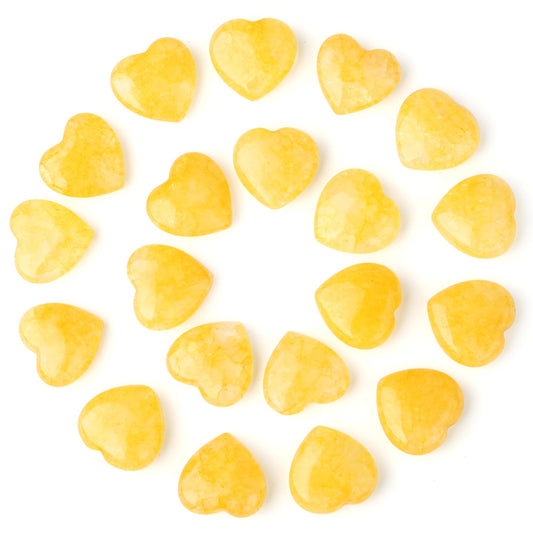 YATOJUZI 20PCS Citrine Heart Stone Natural Healing Crystals Love Crystal Heart Bulk Wholesale Polished Stones Cute Pocket Gemstones Reiki Energy Gifts for Women