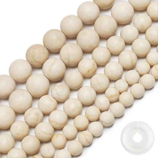 Natural Matte Fossil Jasper Beads, 8MM Round Frosted Unpolished Loose Gemstone Beads for Bracelet Necklace Jewelry Making, Energy Stone Healing Power with Stretch Beading Cord