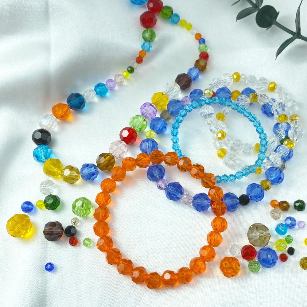 LIMAOLLY 70pcs 10mm Faceted Crystal Glass Beads Round Spacer Beads for Jewelry Making DIY Craft Making Necklace Bracelet Earring Wind Chimes Suncatchers Ornament(515-Gold Champagne)