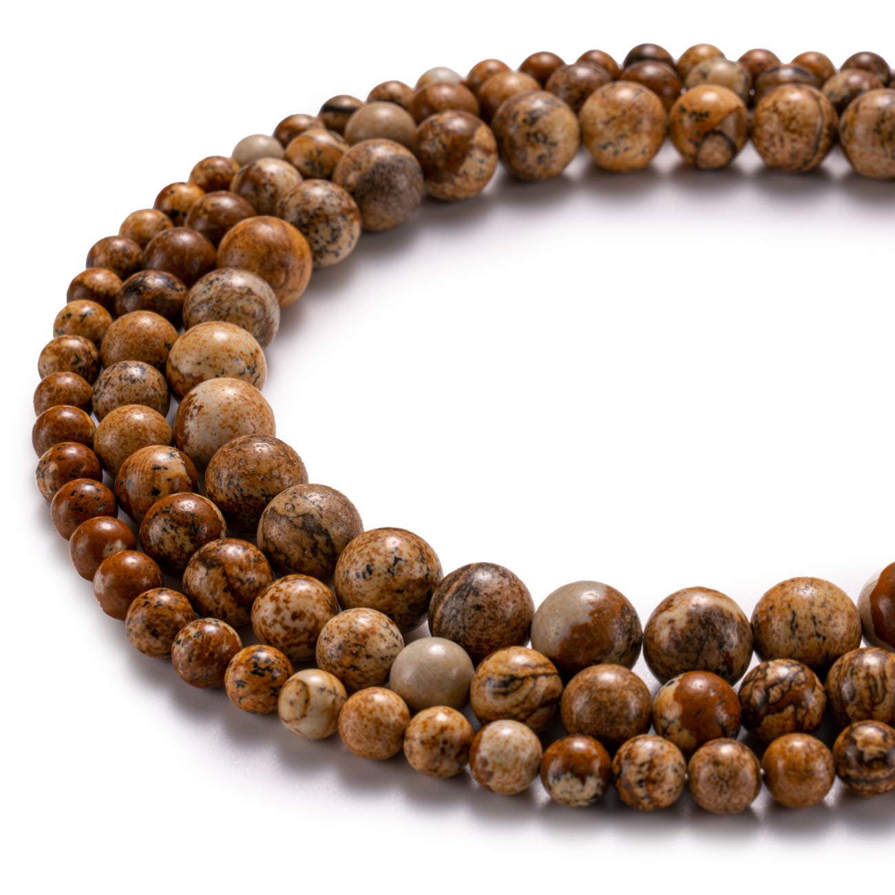 BEADIA Natural Brown Picture Jasper Stone Round Loose Semi Gemstone Beads for Jewelry Making 10MM 38PCS