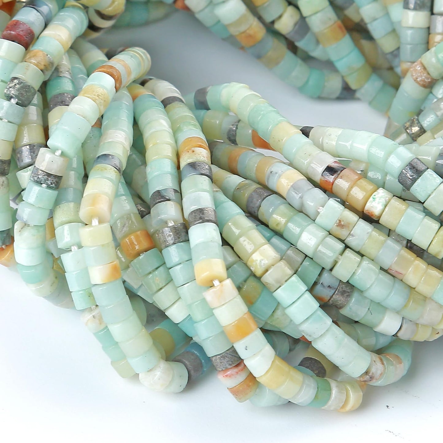 2x4MM 150PCS Amazonite Tube Cylinder Rondelle Abacus Disk Spacer Loose Beads for Jewelry Making
