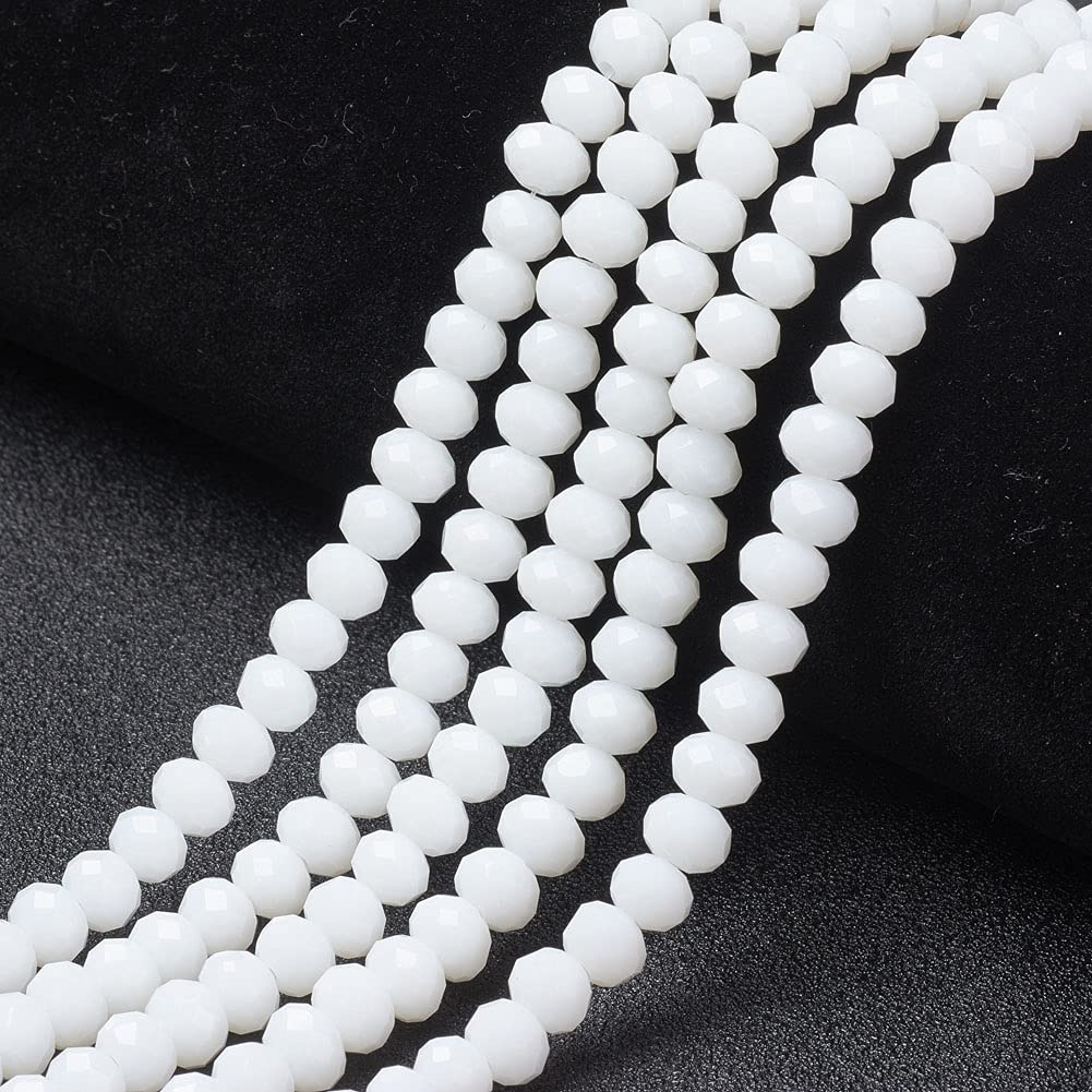 Elecrelive 630Pcs White Glass Beads 8mm Faceted Rondelle Beads Briolette Tiny Loose Crystal for Bracelets Earring Jewelry Making
