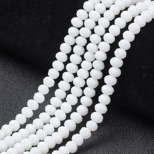 Elecrelive 630Pcs White Glass Beads 8mm Faceted Rondelle Beads Briolette Tiny Loose Crystal for Bracelets Earring Jewelry Making