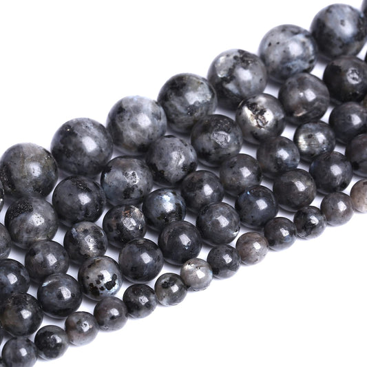 Natural Black Labradorite Stone Beads Round Larvikite Beads for Jewelry Making DIY Bracelet 8mm 45pcs 15" Strand Wholesale (Black Larvikite Labradorite Beads, 8mm)