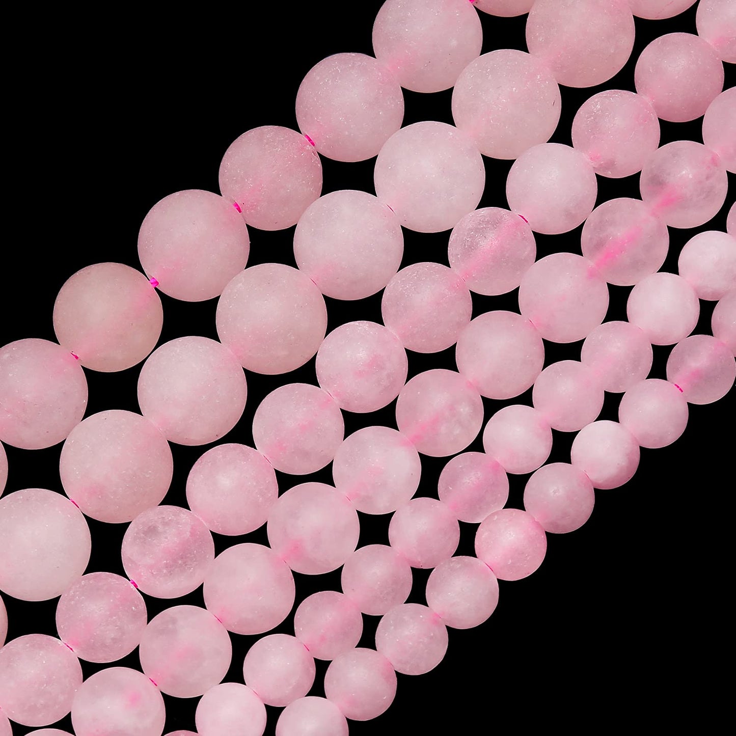 Natural Matte Pink Quartz Beads, 8MM Round Frosted Unpolished Loose Gemstone Beads for Bracelet Necklace Jewelry Making, Energy Stone Healing Power with Stretch Beading Cord