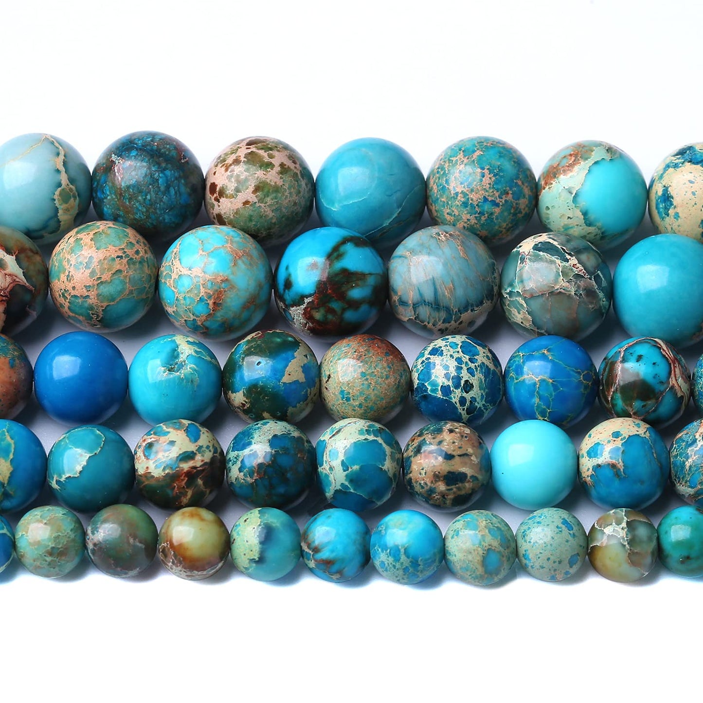 6MM 60PCS Natural Stone Blue Sea Sediment Impression Jade Spacer Loose Beads for Jewelry Making DIY Bracelet Necklace