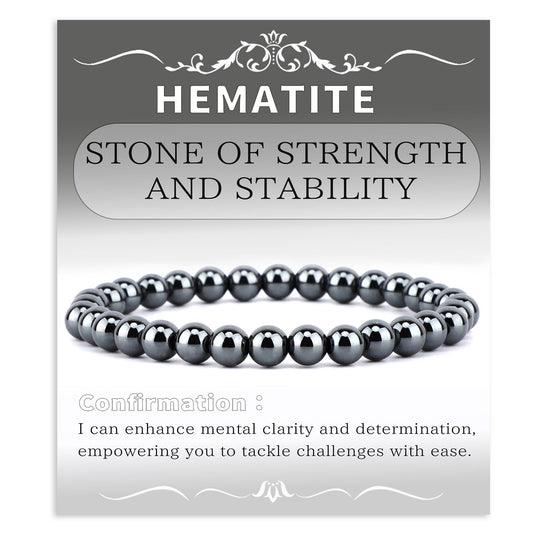 Bymitel 6mm Hematite - Handmade Reiki Gemstone Stretch Bracelet, Natural Beauty & Spiritual Essence, Crystal Healing for Unisex Adults