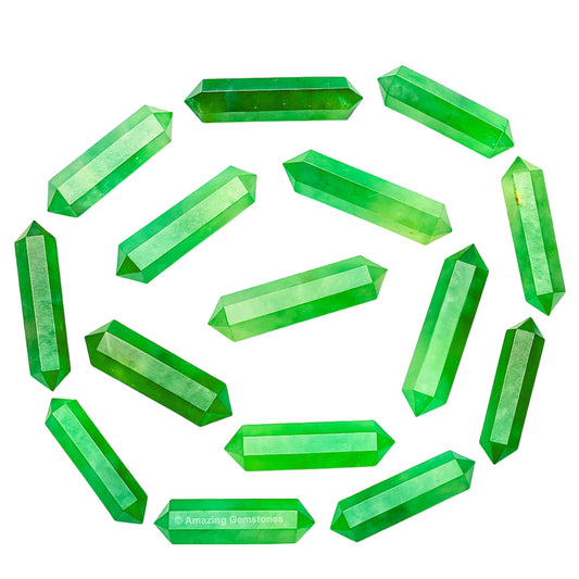 Amazing Gemstone Green Strawberry Quartz Crystal Points Bulk Healing Crystals - Pack of 3 Double Terminated Healing Wand Point Bulk Crystals, Crystal Grid, DIY - Premium Crystals for Beginners Gifts