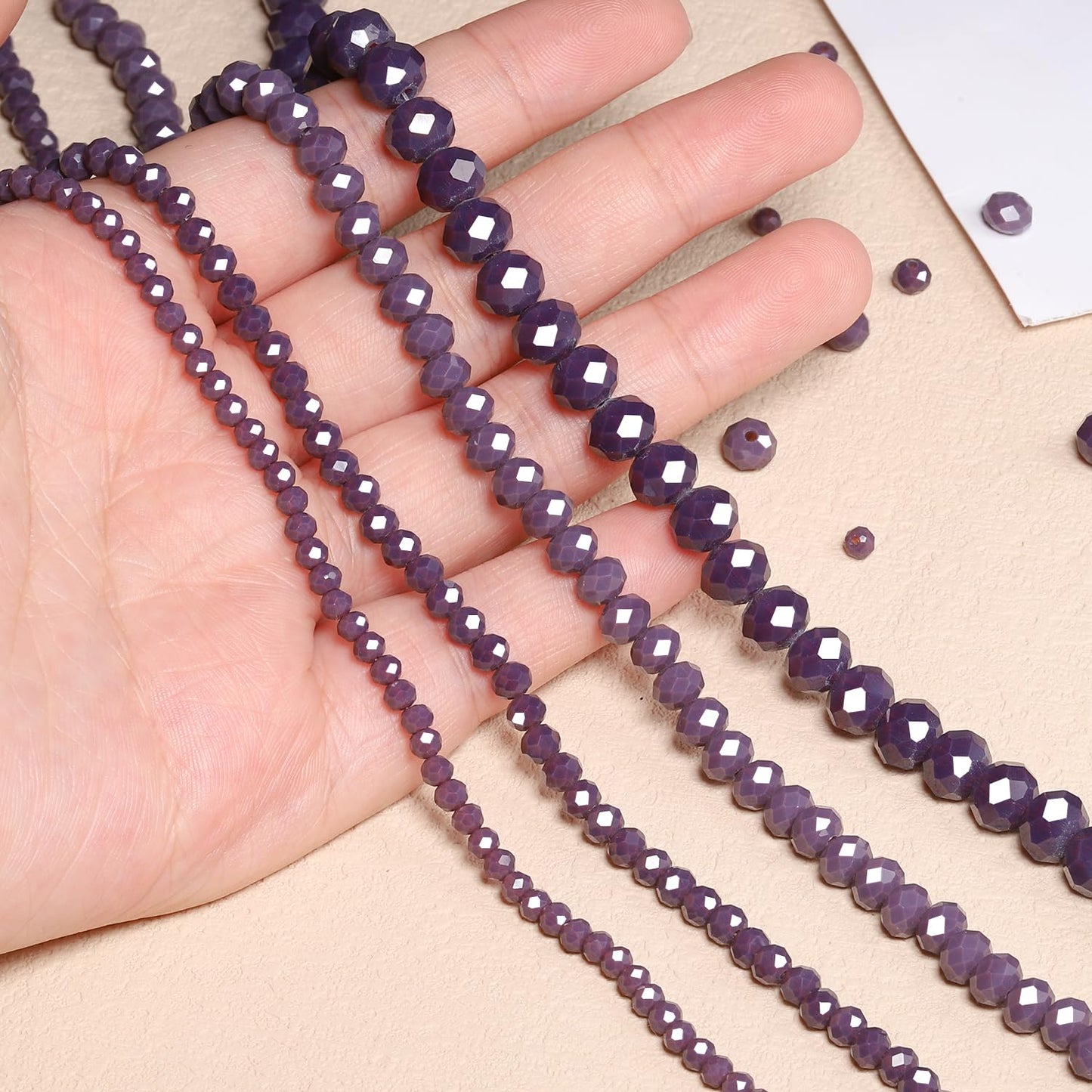 NITOPUPU 1000pcs 4mm Crystal Glass Beads for Jewelry Making Faceted Rondelle Flat Beads for Bracelets Necklace Earrings DIY Crafts (Violet Jade Crystal Bead)