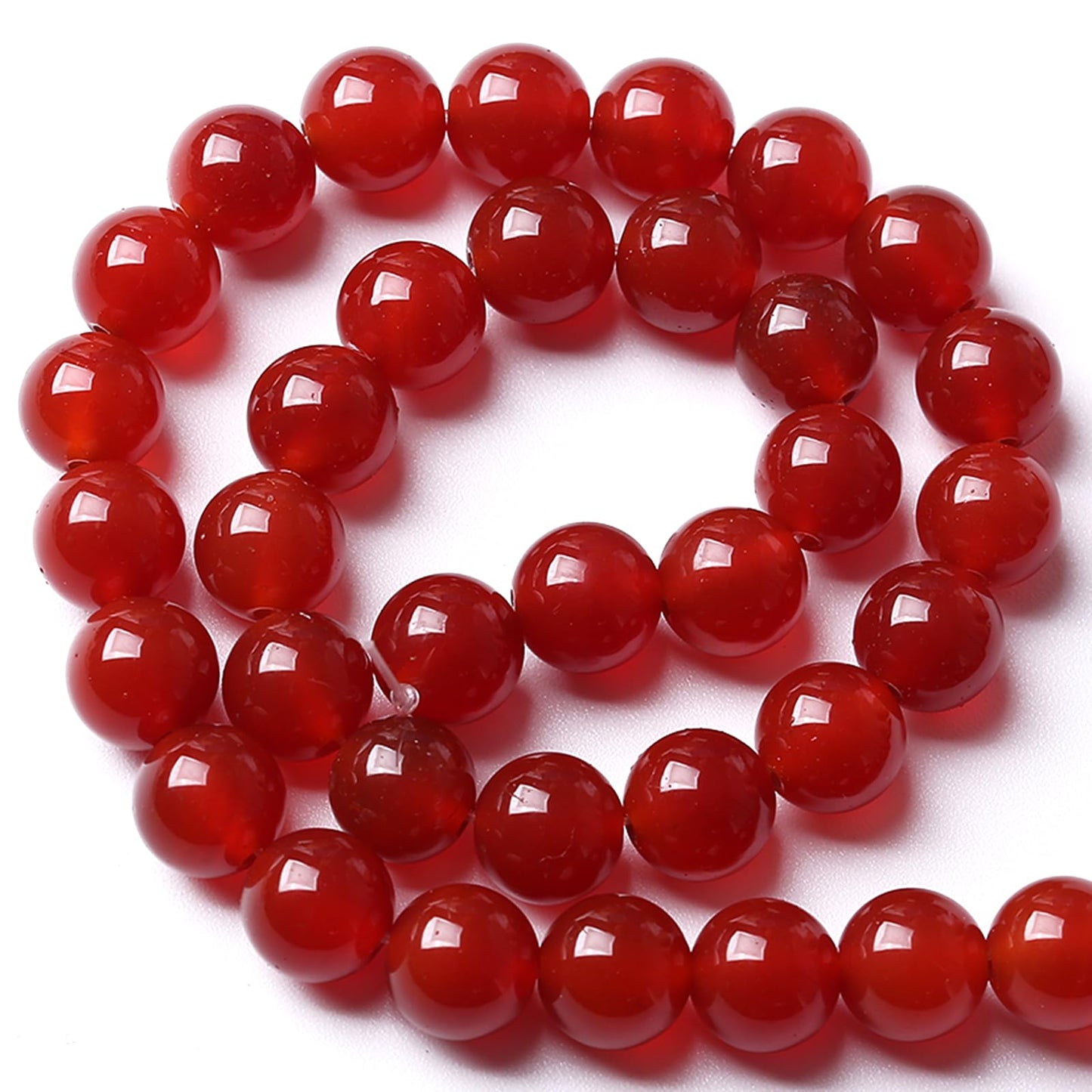4MM 180pcs Semi-Precious Red Agate Beads Natural Stone Round Loose Beads for Jewelry Making DIY Bracelet Necklace 2 Strands 32"