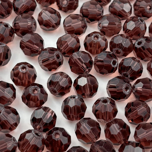 YUEXIGO 100pcs 8mm Round Crystal Glass Beads for Jewelry Making, Faceted Crystal Glass Spacer Beads for Bracelet Earring Necklace DIY Craft(Purple)