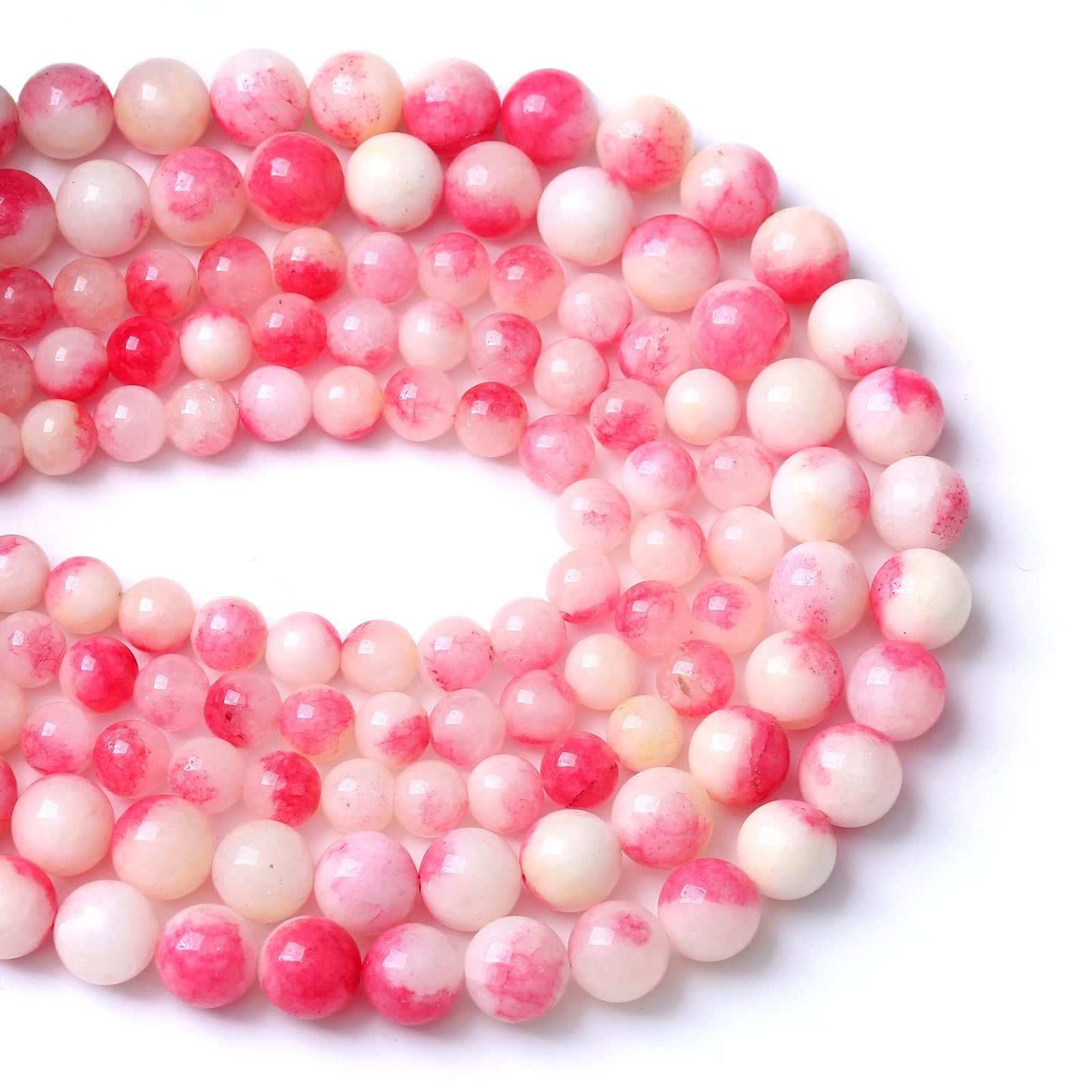 10MM 38PCS Pink Tourmaline Jade Stone Beads for Jewelry Making DIY Bracelet Necklace 15"