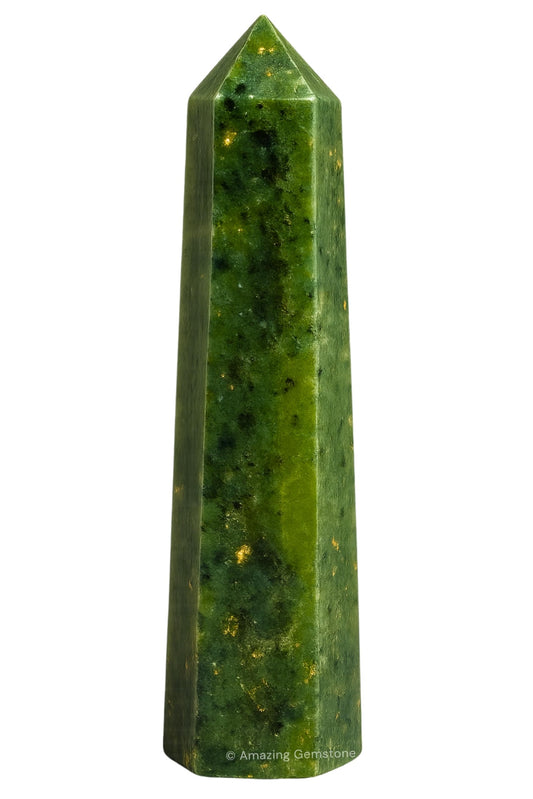 Amazing Gemstone Green Jade Crystal Towers - Natural Healing Crystal Point Obelisk for Reiki Healing and Crystal Grid (3" to 4" INCH)