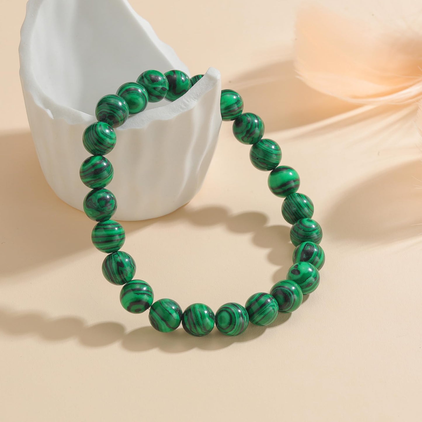 Udolfly Womens Crystal Beaded Bracelets for Women Men Protective Energy Bracelet Natural Gemstone Bead Bracelet 6mm Malachite