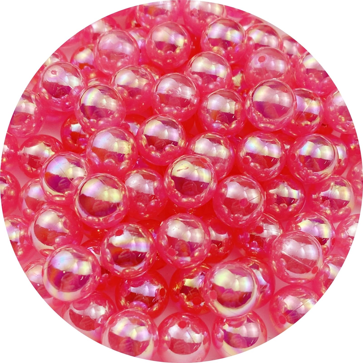 200pcs Acrylic Round Beads 10mm AB Colors Craft Beads Round Spacer Beads with Holes for Earring Bracelet Necklace Key Chains Jewelry Making(Dark Pink AB)