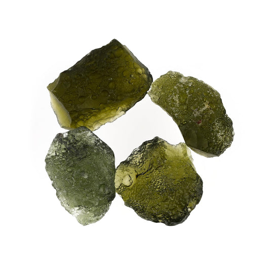 ColouredRocks Moldavite Glass Raw Tektite Crystals, Loose Gemstone, Wholesale Rough, Jewelry Making Supply, Chakra Healing Stones, DIY Craft, Gem Collection (7.60gm) (4pcs) (15-20mm)