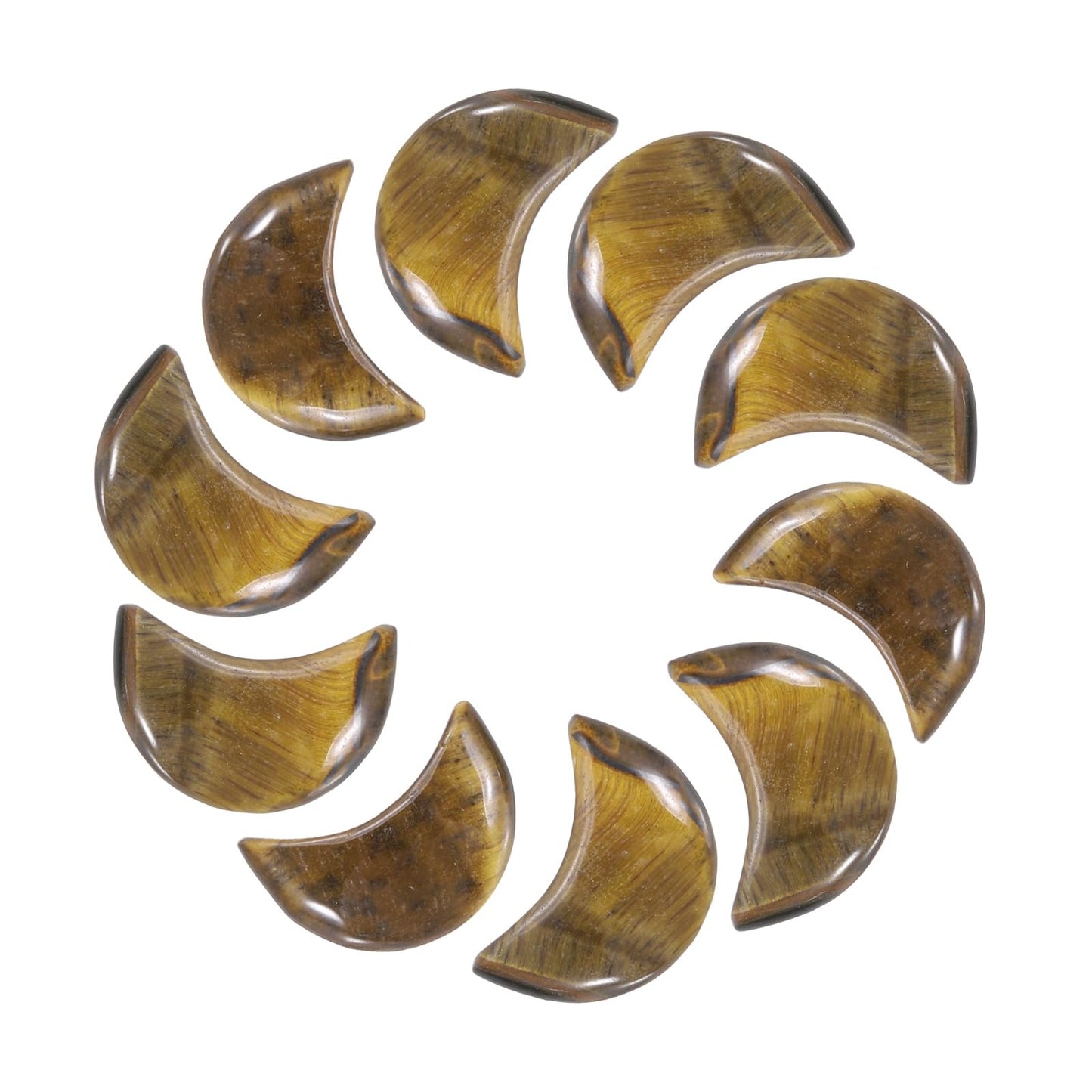 MECCANIXITY 10 Pcs Moon Crystal Worry Stone, 0.5 Inch Length Natural Tigers Eye Moon Gemstone Bulk, Carved Pocket Stones for Meditation Balancing Pendant Decor