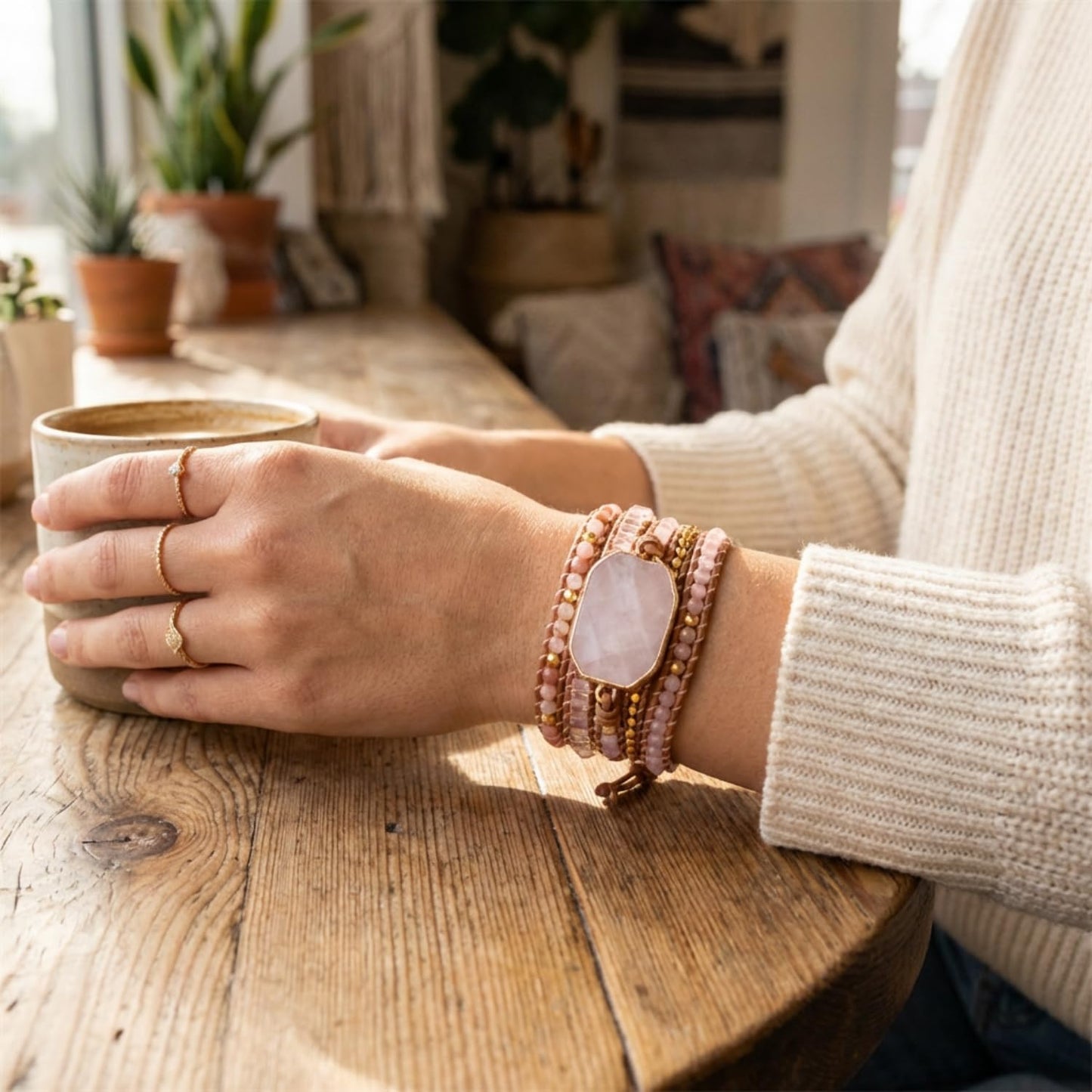 YGLINE Wrap Bracelet For Women Men,Multilayer Leather Boho Handmade Beaded Bracelets