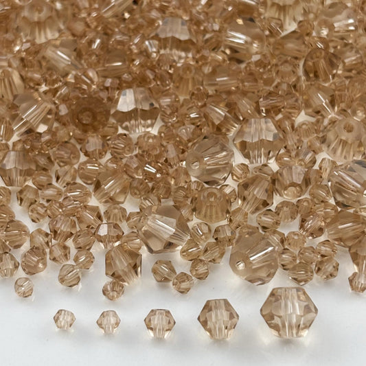 Pinhoollgo 1310pcs Bicone Crystal Glass Beads 2mm 3mm 4mm 6mm 8mm Faceted Crystal Spacer Beads for Bracelets Necklace Pendants Earrings DIY Jewelry Craft Making(Champagne)
