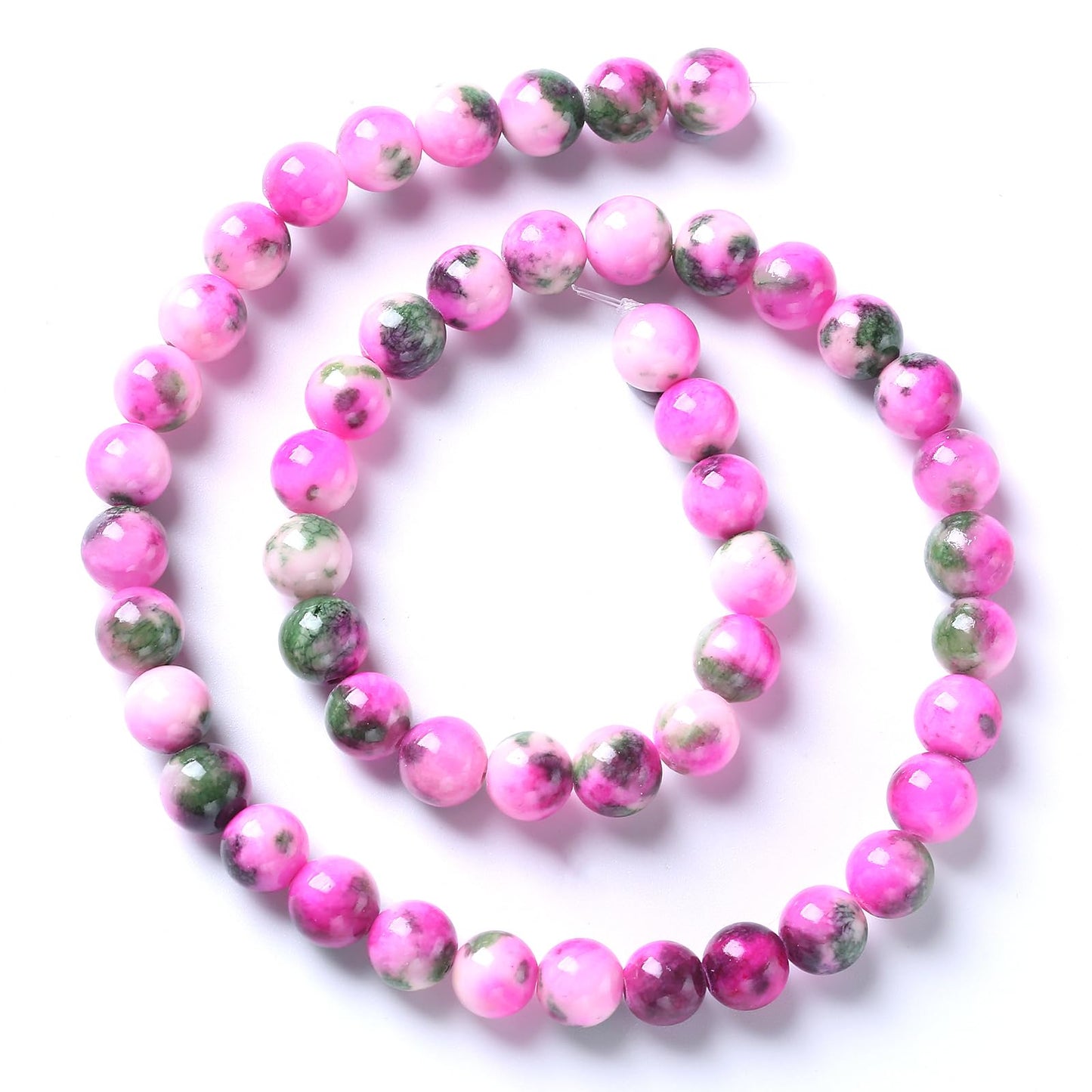 8MM 46PCS Pink Green Persian Jade Spacer Loose Beads for Jewelry Making DIY Bracelet Necklace