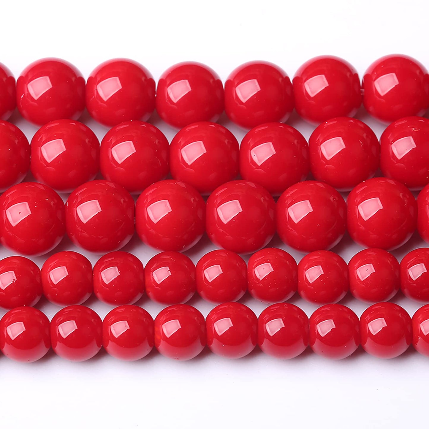 90PCS 8MM Red Glass Round Spacer Loose Beads for Jewelry Making DIY Bracelet Necklace