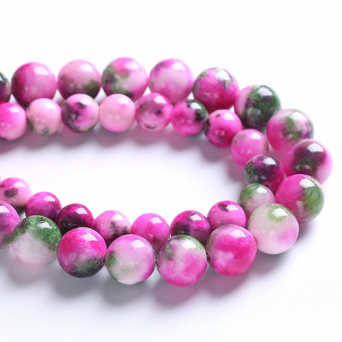 8MM 46PCS Pink Green Persian Jade Spacer Loose Beads for Jewelry Making DIY Bracelet Necklace