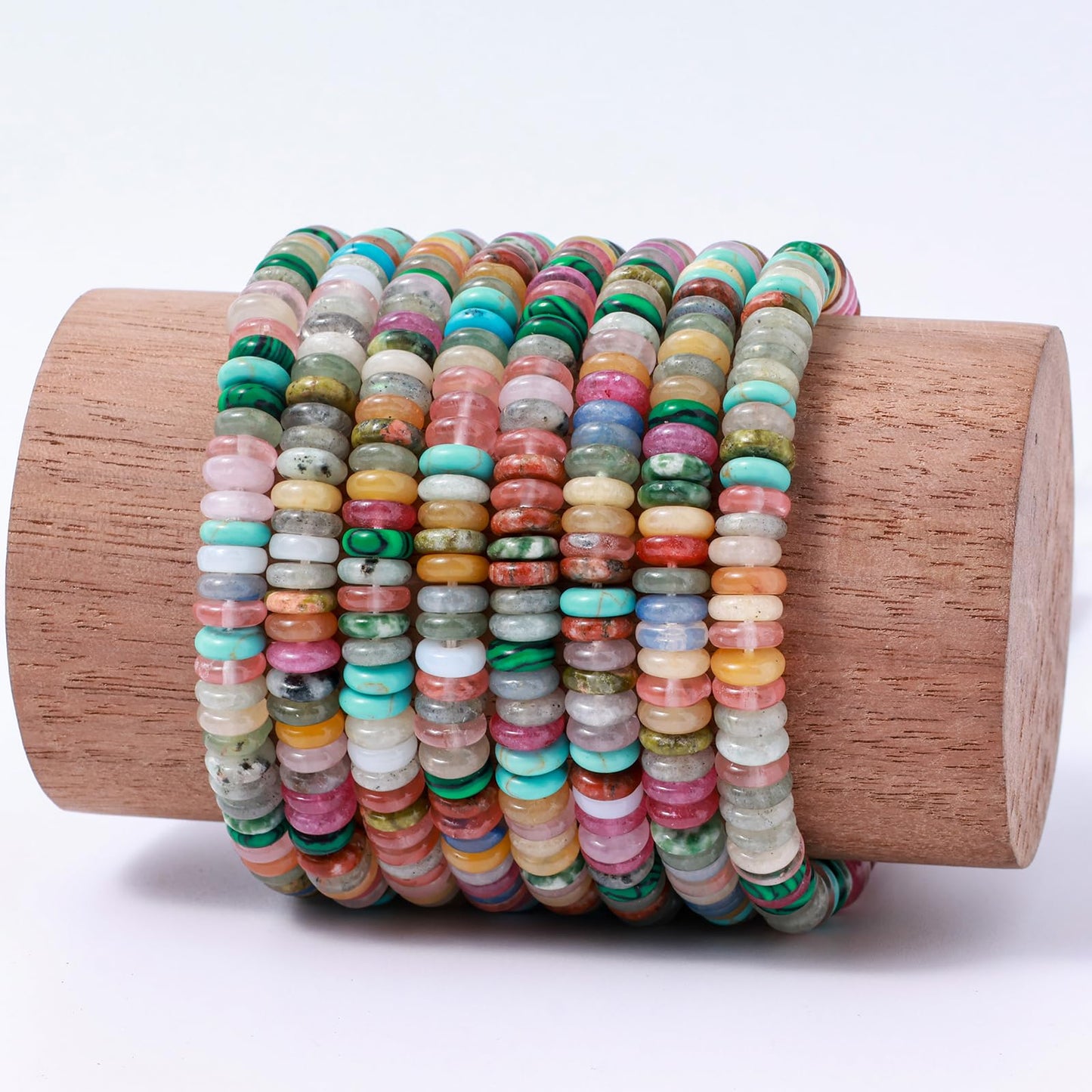 Natural Light Mix Colored Stone Disk Spacer Beads 6x2mm 38cm/str Flat Rondelle Loose Semi Gemstone Caps for Making Bracelets Necklace