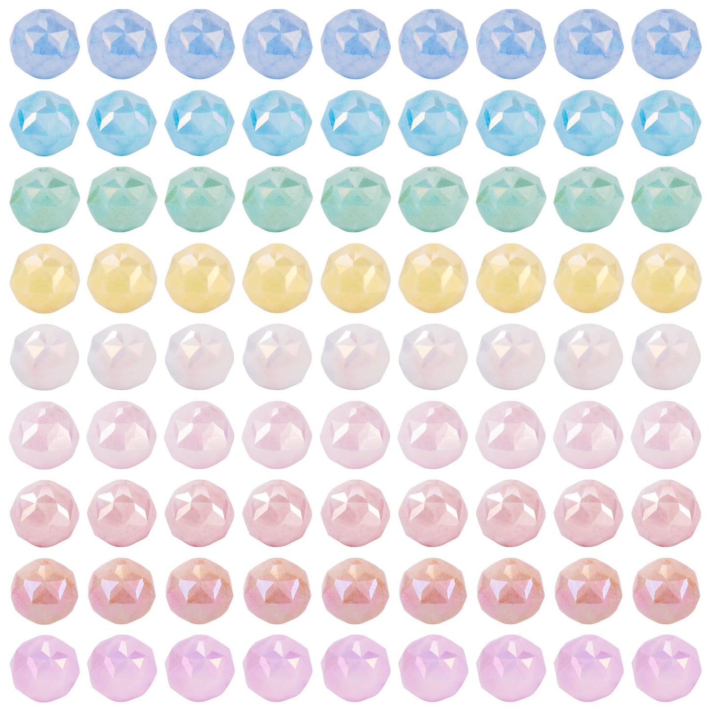 Elecrelive 135Pcs 8mm Faceted Glass Beads 9 Colors Polygon Crystal Beads Imitation Jade Gems for Bracelet Necklace Jewelry Making