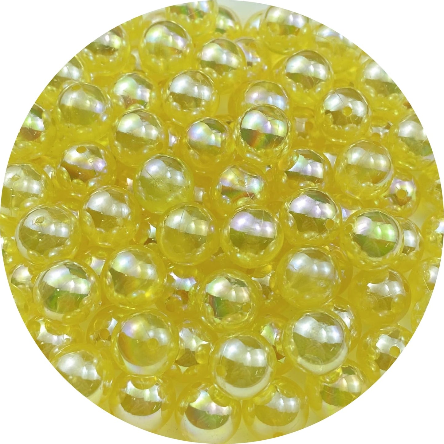 100pcs Acrylic Round Beads 12mm AB Colors Craft Beads Round Spacer Beads with Holes for Earring Bracelet Necklace Key Chains Jewelry Making(Light Yellow AB)