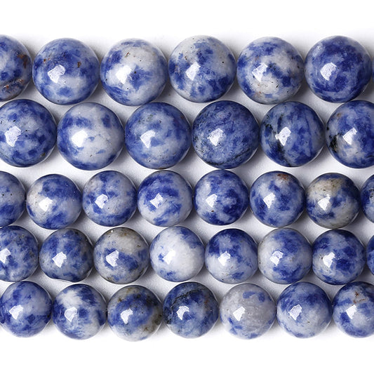 Natural Blue Spot Jaspers Stone Beads for Jewelry Making Round Gemstone Beads DIY Bracelet Necklace 180pcs 4MM 2 Strands 32"